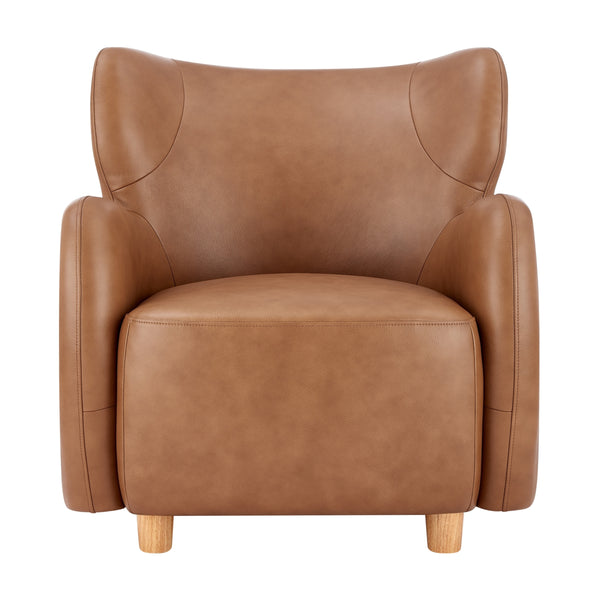 Tiffany KD Top Grain Leather Accent Arm Chair, Garrett Caramel