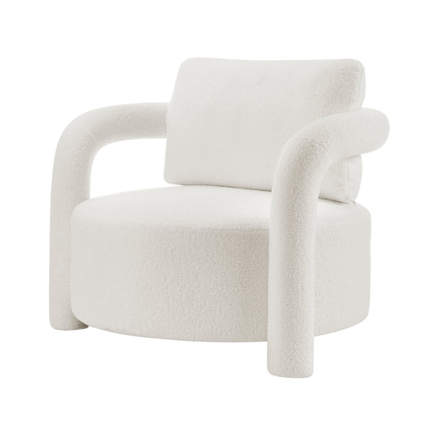 Maisie Faux Shearling Accent Arm Chair, Wilmont White