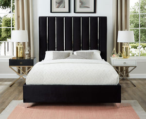 Donnie Queen Bed In Black Velvet