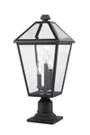 Talbot 3 Light Outdoor Pier Mounted Fixture in Black Finish