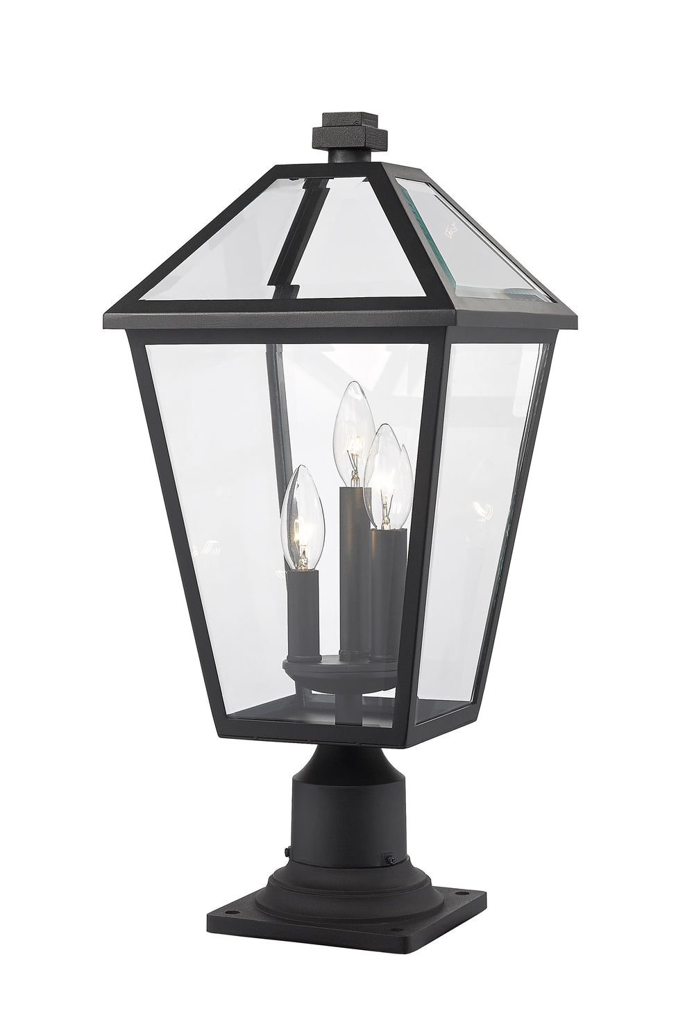Talbot 3 Light Outdoor Pier Mounted Fixture in Black Finish