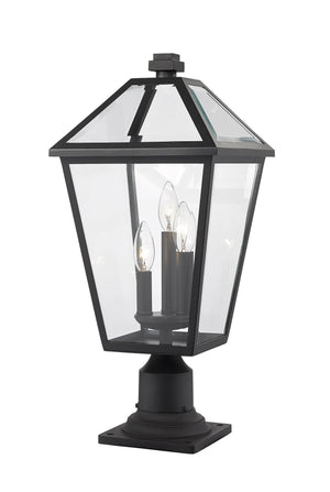 Talbot 3 Light Outdoor Pier Mounted Fixture in Black Finish