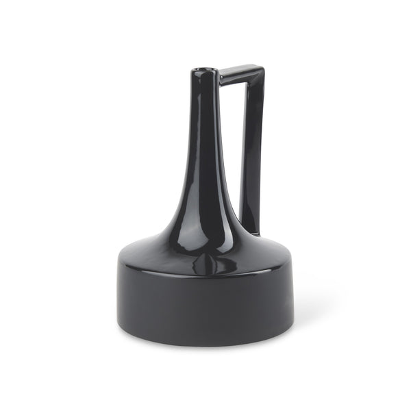 Burton 11.6H Medium Glossy and Matte Black Ceramic Jug Vase