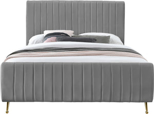 Marcos Queen Bed In Grey Velvet