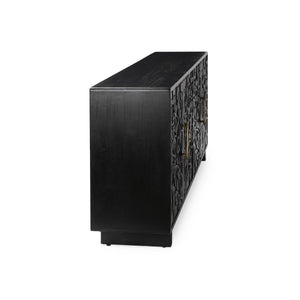 Albero Solid Wood 4Dr Buffet - Handcrafted Black Finish