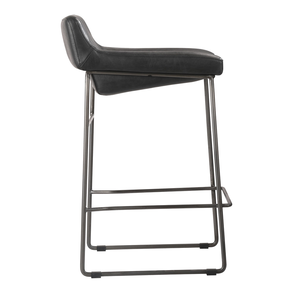 Moe's Starlet Counter Stool Set in Onyx Black Leather