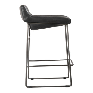 Moe's Starlet Counter Stool Set in Onyx Black Leather