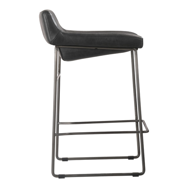 Moe's Starlet Counter Stool Set in Onyx Black Leather