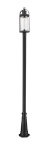 Roundhouse 1 Light Outdoor Post Mounted Fixture in Black Finish