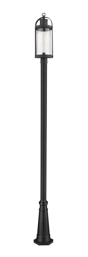 Roundhouse 1 Light Outdoor Post Mounted Fixture in Black Finish