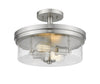Bohin 2 Light Semi Flush Mount in Brushed Nickel  Finish