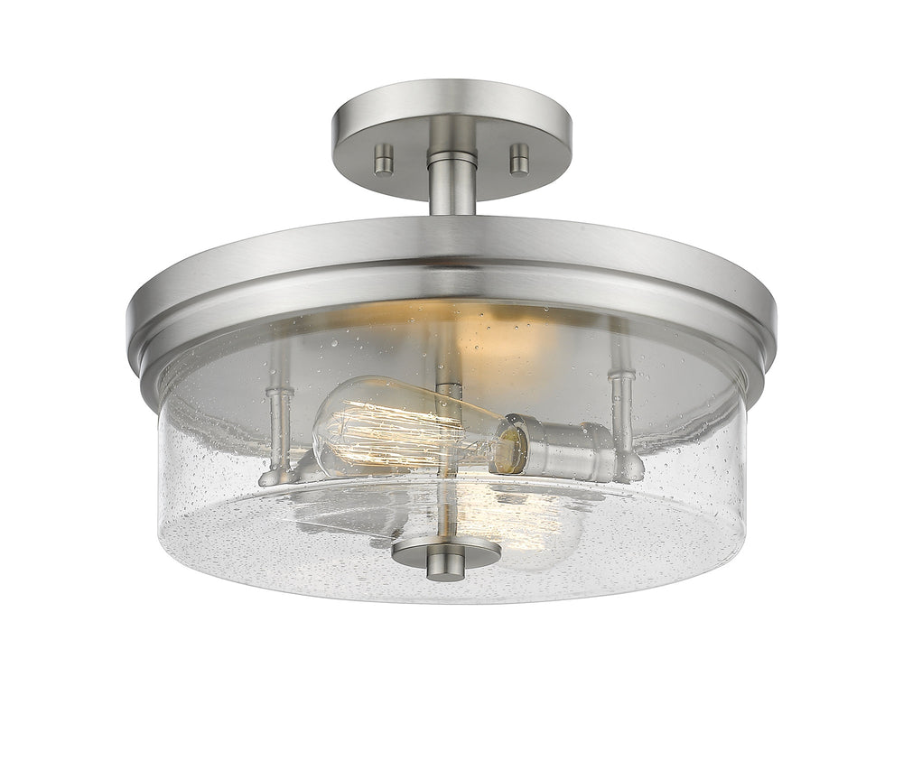 Bohin 2 Light Semi Flush Mount in Brushed Nickel  Finish