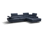 Eliza Italian Leather Sectional Blue In Right Hand Facing