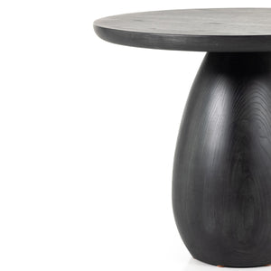 Merla Wood End Table In Tall In Black Wash Ash
