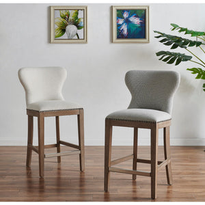 Dorsey Fabric Counter Stool Drift Wood Legs In Cardiff Gray 