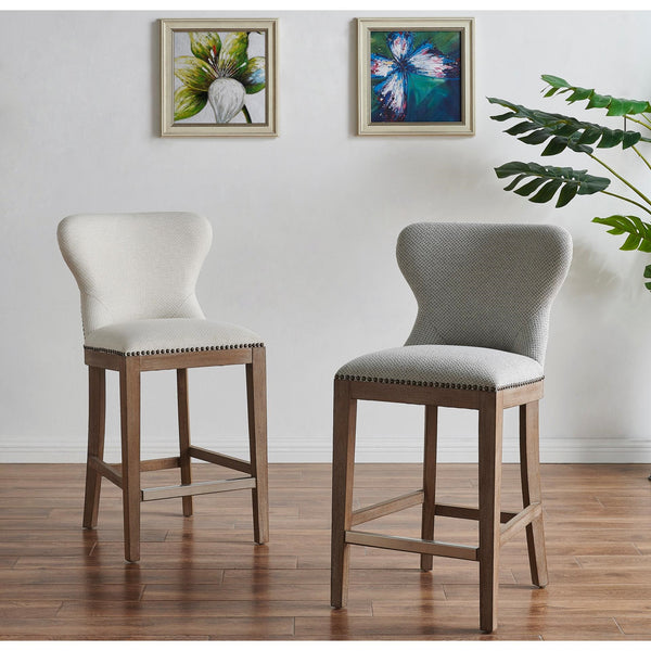 Dorsey Fabric Counter Stool Drift Wood Legs In Cardiff Gray 