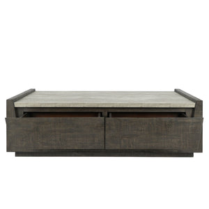 Tori Solid Wood Rectangle Coffee Table - Antique Gray