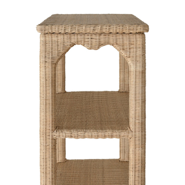 MING STYLE ETAGERE IN WOVEN RATTAN