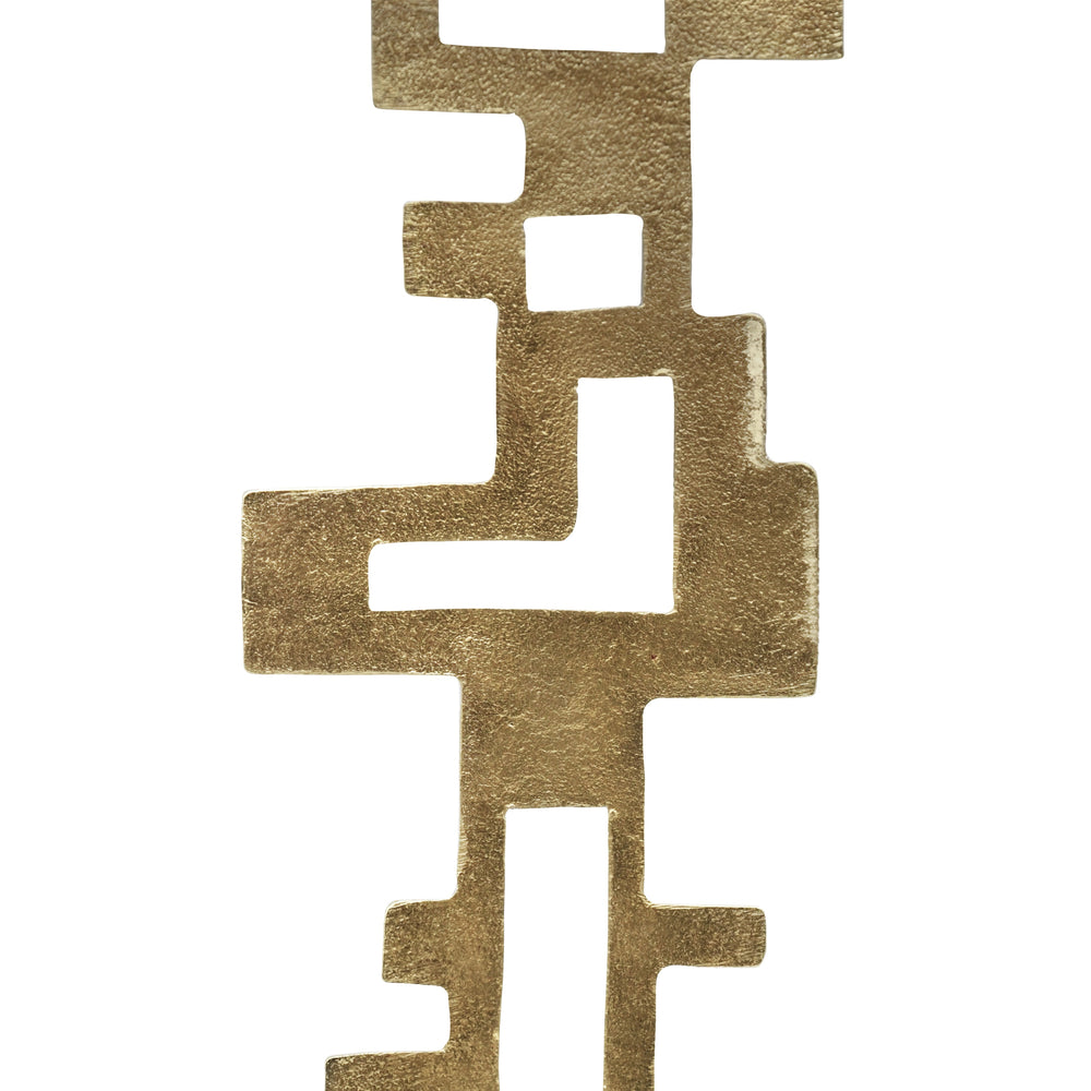 BRUTALIST METAL SCUPLTURE WITH BLACK MARBLE BASE