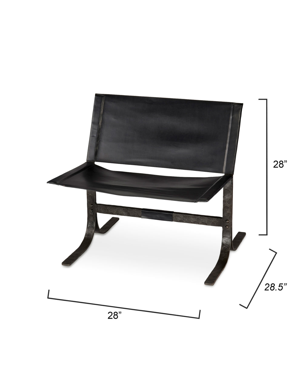  Alessa Leather Sling Chair, Black