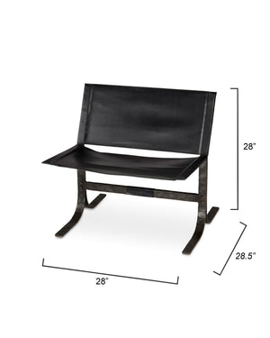  Alessa Leather Sling Chair, Black