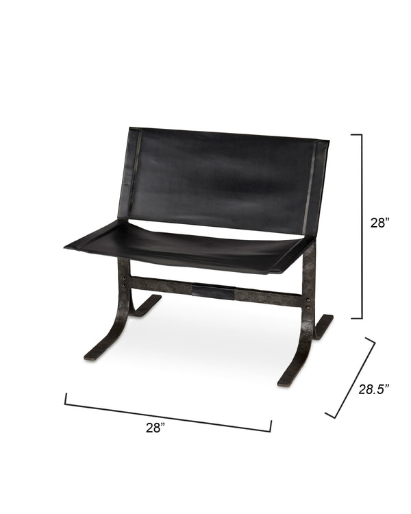  Alessa Leather Sling Chair, Black