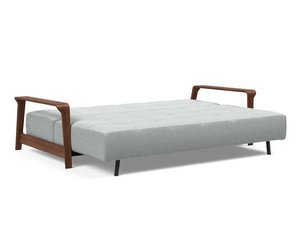 RAN D.E.L. SOFA BED in MELANGE LIGHT GREY FABRIC WITH Dark wood LEGS 538