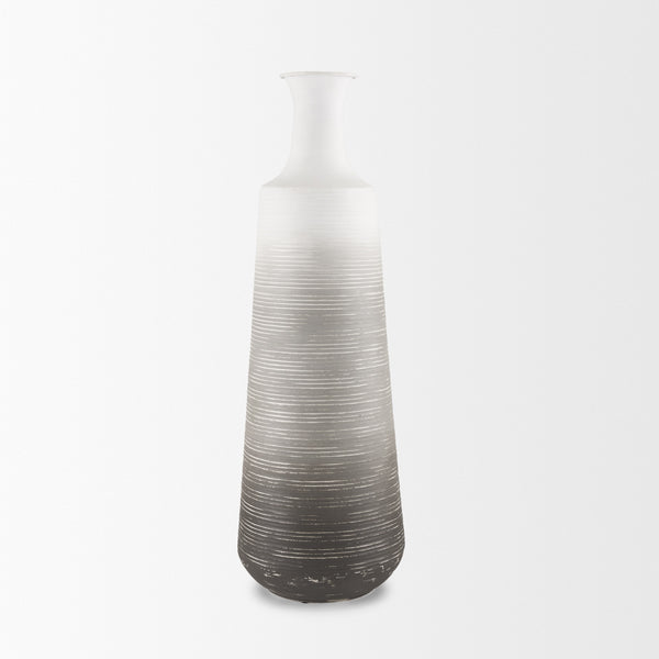 Toru Tall White w/ Grey Ombre Metal Vase