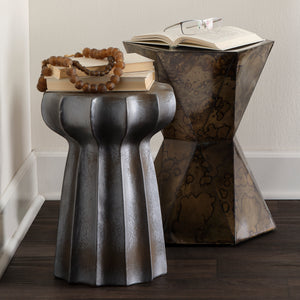 Crown Side Table, Acid Wash Metal