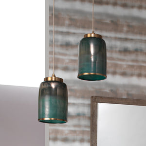 Vapor Metallic Glass 1-Light Pendant, Aqua