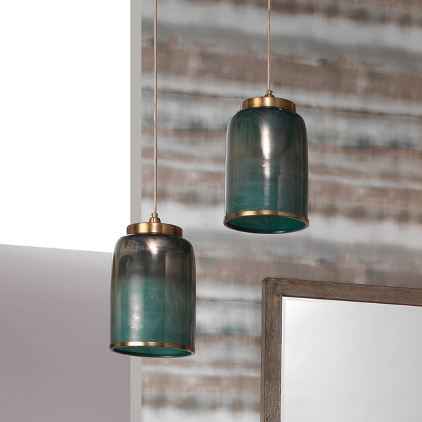 Vapor Metallic Glass 1-Light Pendant, Aqua