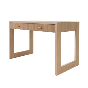 TWO DRAWER DESK WITH FLUTED DETAIL IN NATURAL OAK
