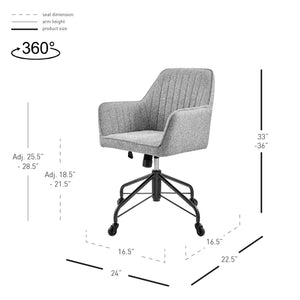 Thompson Fabric Swivel Office Arm Chair In Strata Gray