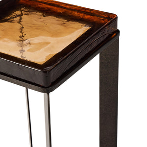 Lennie Cast Glass End Table in Amber