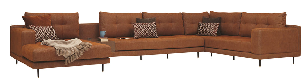Arte 2 Seater Sectional with Coffee Table in Orange 