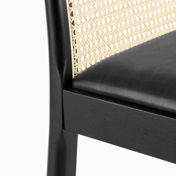 Donna KD Faux Leather Rattan Counter Stool, Casa Black