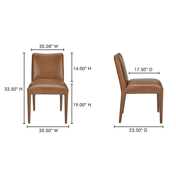Moe's Calla Set of 2 Brown Leather Dining Chairs