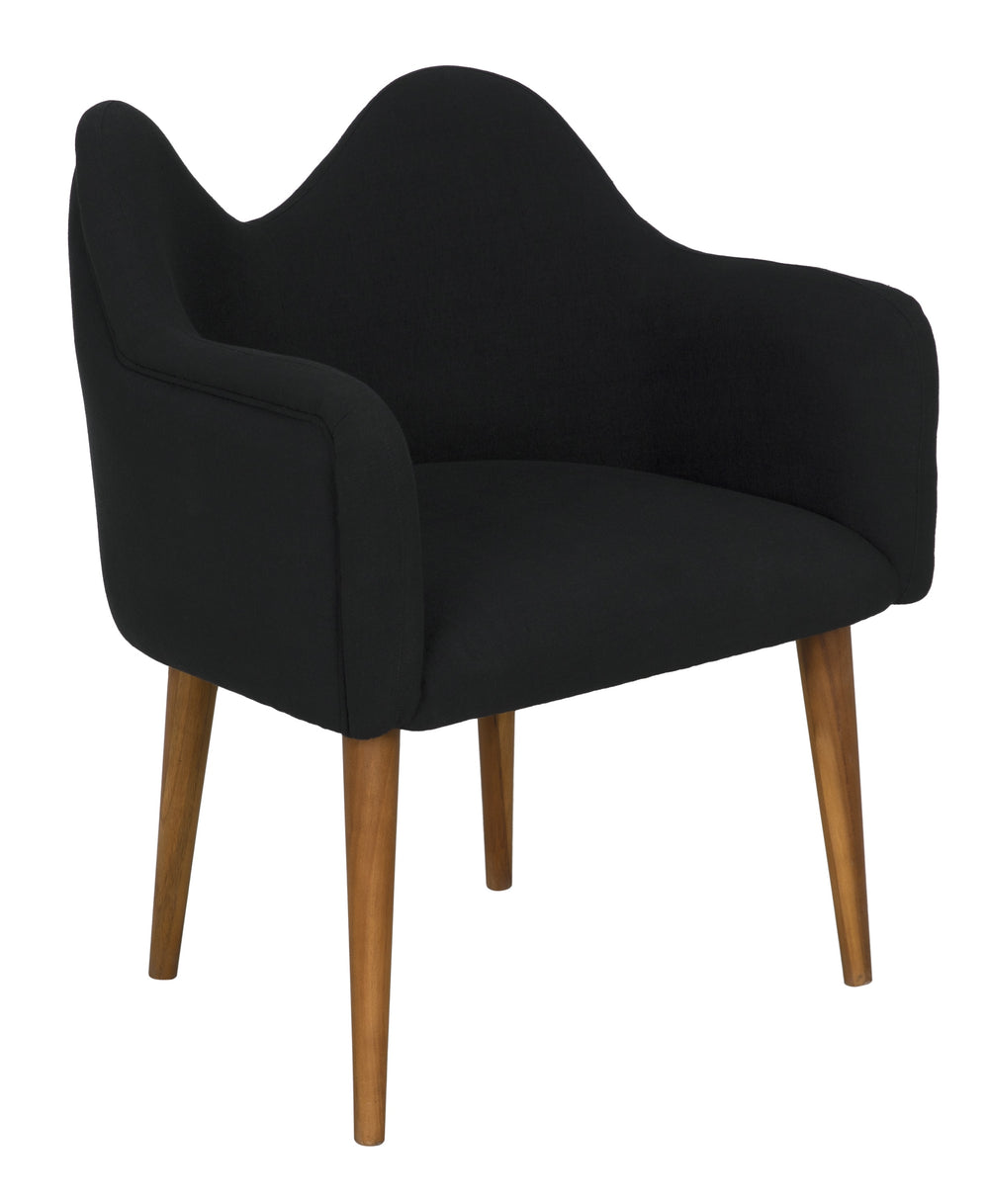 Cornelia Teak Chair with Satin Finish and Black Cotton Upholstery