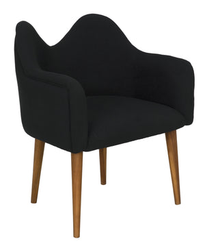 Cornelia Teak Chair with Satin Finish and Black Cotton Upholstery