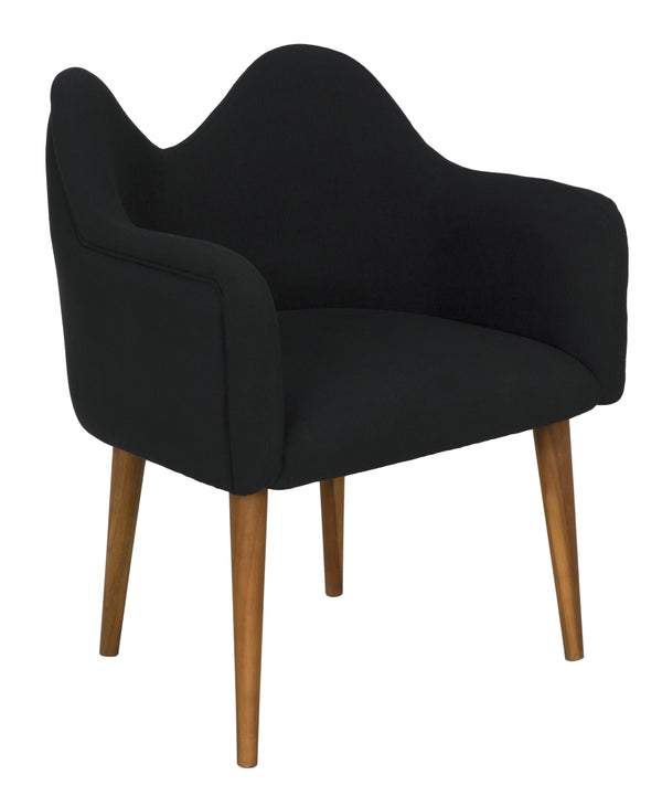 Cornelia Teak Chair with Satin Finish and Black Cotton Upholstery