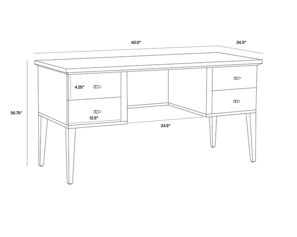 PATTINSON DESK - WHITE CERUSE - OYSTER SHAGREEN