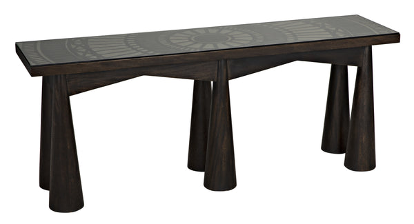 Tutankhamun Ebony Walnut Console with Glass Detailing
