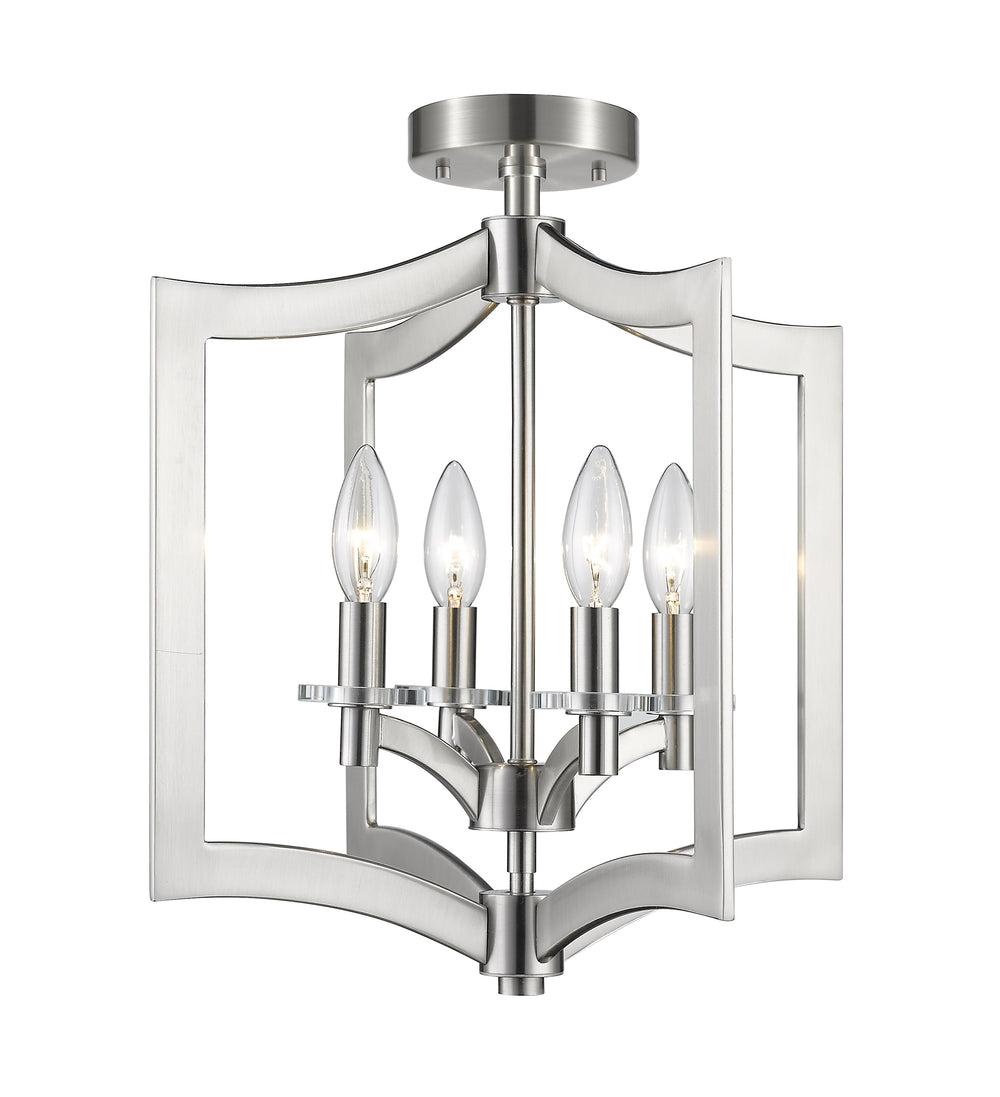 Zander 4 Light Semi Flush Mount in Brushed Nickel Finish