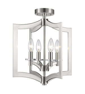 Zander 4 Light Semi Flush Mount in Brushed Nickel Finish