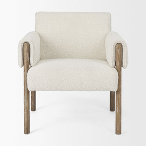 Ashton Cream Boucle Fabric w/ Brown Wood Accent Chair