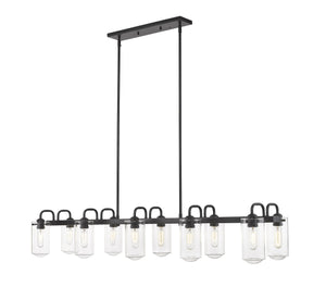 Delaney 10 Light Island/Billiard in Matte Black Finish