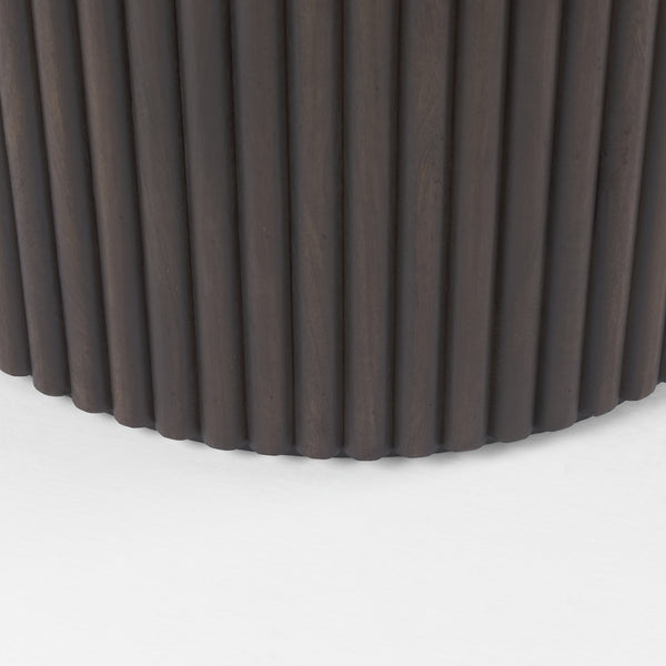 Terra 60L x 60W x 30H Dark Brown Wood Round Fluted Dining Table