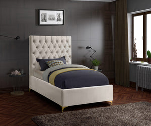 Robin Twin Bed In Cream Velvet