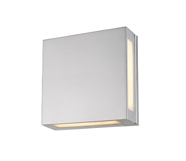 Quadrate 2 Light Outdoor Wall Sconce in Silver Finish