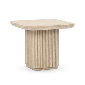 Vander Solid Wood Square End Table in Cream Washed